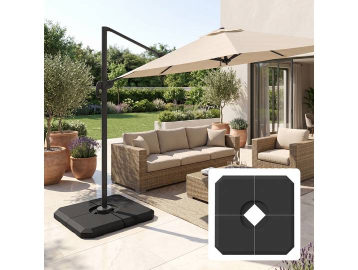Outsunny Pied Parasol HDPE Noir à Leste 100cm