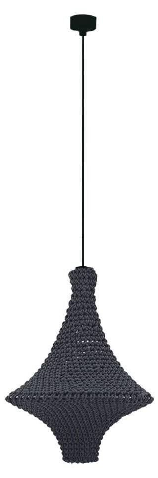 Hanglamp ALDA S 5111 Antigo, zwart, van katoen met macramé details
