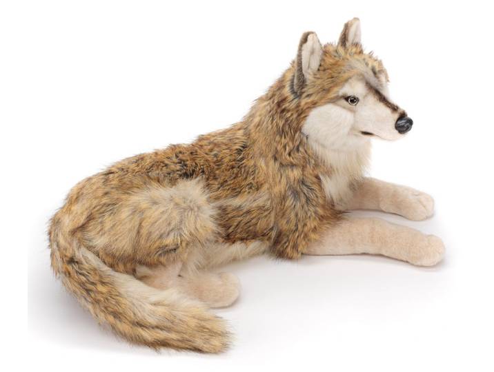 Uni-Toys Kuscheltier Wolf, liegend - 100 cm (Länge) - Plüsch-Wolf, Lupus - Plüschtier, zu 100 % recyceltes Füllmaterial