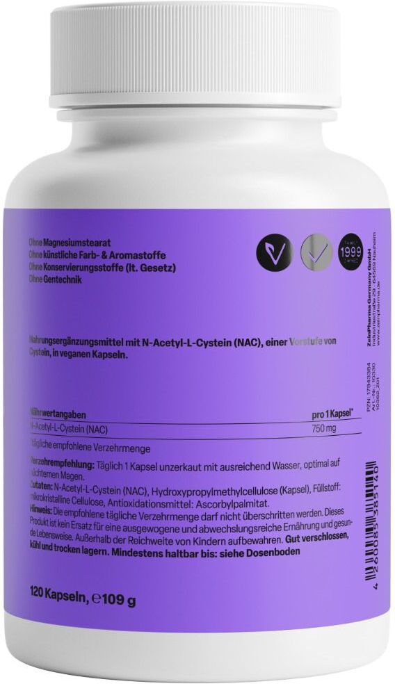 ZeinPharma NAC 750 mg hochqualitatives N-Acetyl-L-Cystein Kps 120 St Kapseln