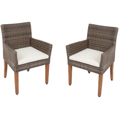 Gartenstuhl GARDEN PLEASURE "PALA", braun, B:60cm H:87cm T:65cm, Massivholz, Stühle, Gartenstuhl, 2er Set, Akazie/Polyrattan, braun, inkl. Sitzkissen