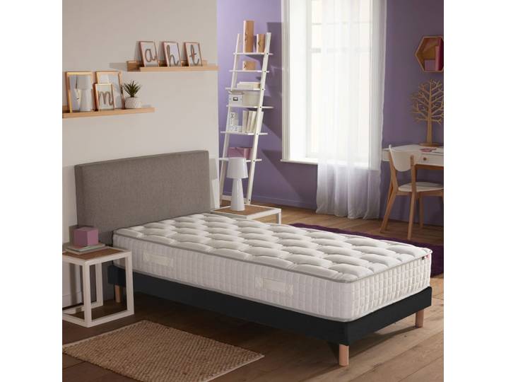 Ensemble matelas ressorts cosmos + sommier 90x190 sommier noir