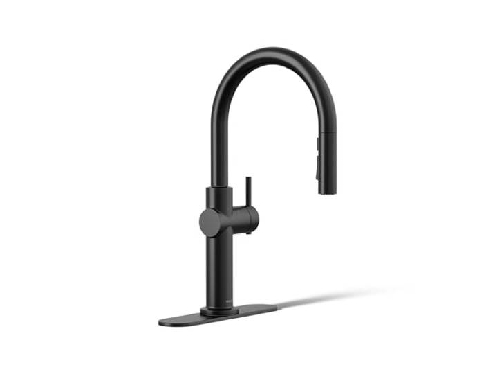 KOHLER 22974-BL Crue Touchless Küchenarmatur mit herausziehbarem Sprüher, berührungslose Aktivierung, Bewegungssensor, Freisprecharmatur, Mattschwarz