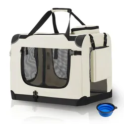 Juskys Hundetransportbox Lassie S (beige) faltbar mit Decke - 34x50x36 cm Hundetasche Hundebox