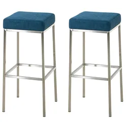 CLP 2er Set Barhocker Montreal I Gepolsterte Barstühle mit Stoffbezügen I Tresenhocker mit Metallgestellen
