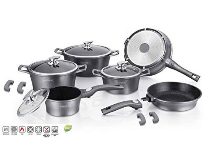 Royalty Line Kochtopf-Set für Induktion, 14 Stück, Silber