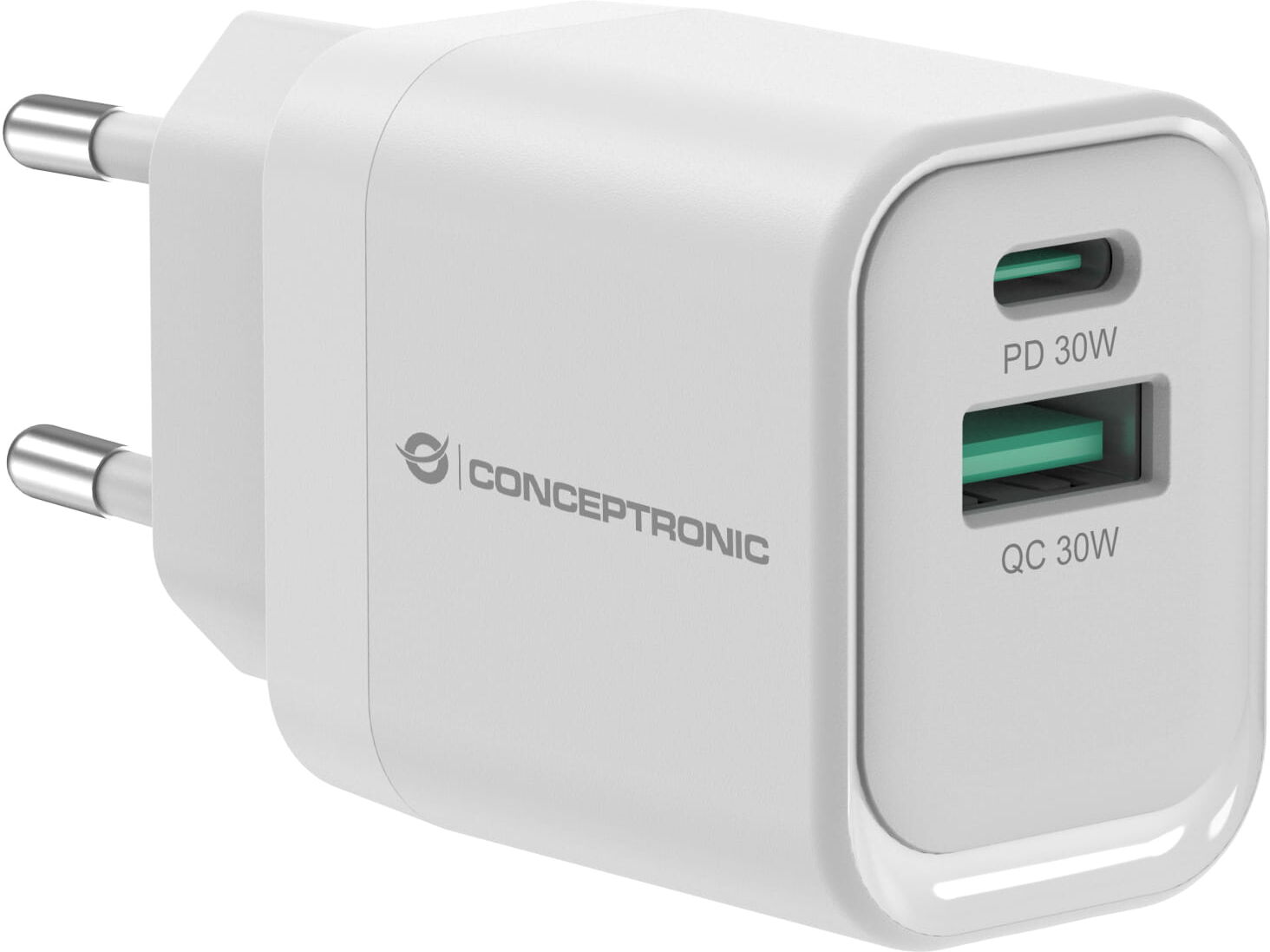 Conceptronic 33W GaN USB-PD-Ladeger&auml;t, 2 Ports, USB-C x1, USB-A ...