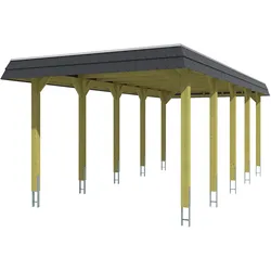Skan Holz Walmdach Carport-345x741-schwarze Blende-nussbaum Holzcarport