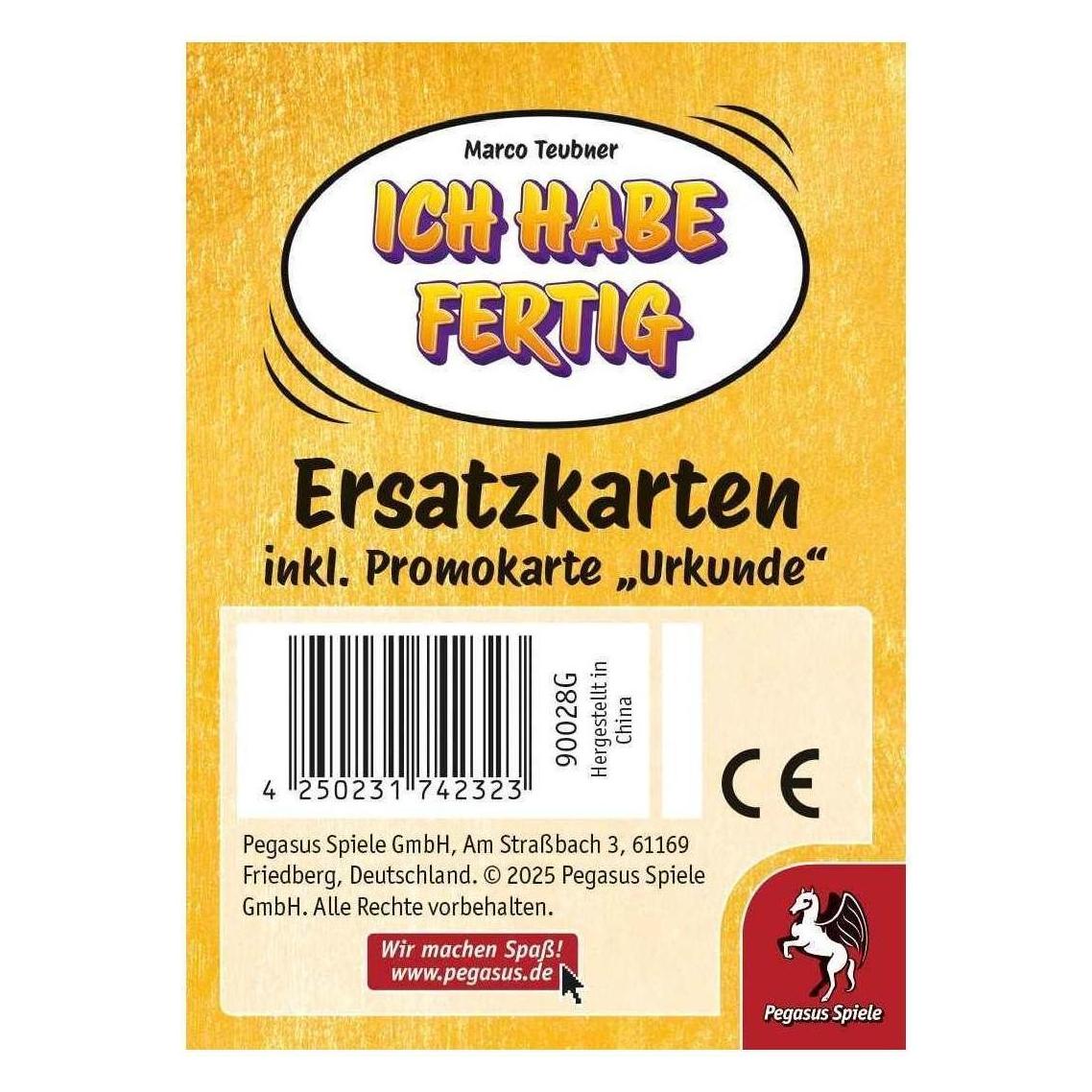 Pegasus Ich habe fertig! - Ersatzkarten inkl. Promo 'Urkunde' (Deutsch, 2 - 5 Spieler) (413671)