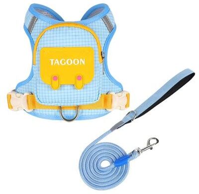 Uplift Essentials Adventure Pet Harness & Backpack Set Reflective Escape Proof Walking Vest blue s