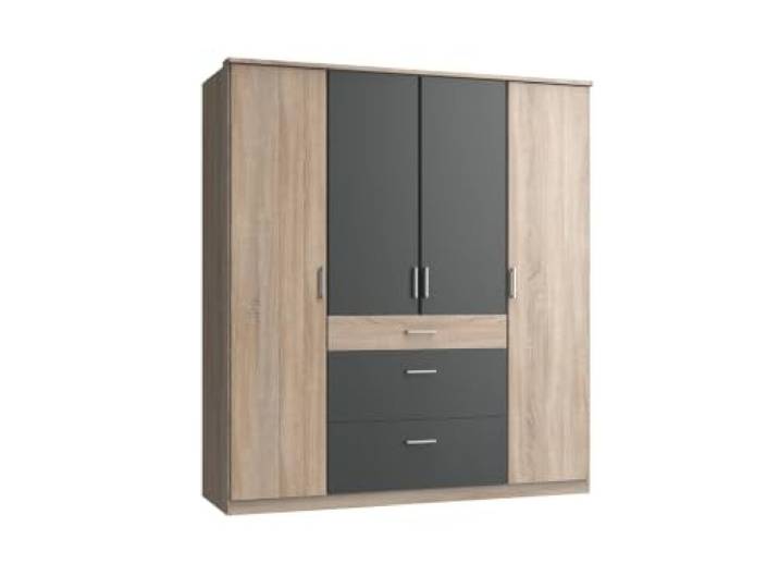 M Möbel-Direkt Deutschlands schnelle Möbel Kleiderschrank Click Eiche Sägerau, Grafit