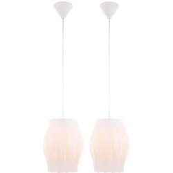 Pendelleuchte weiß Esszimmerleuchte hängend Hängelampe Wohnzimmer, Metall Kunststoff, 1x E27, DxH 30x150 cm, 2er Set