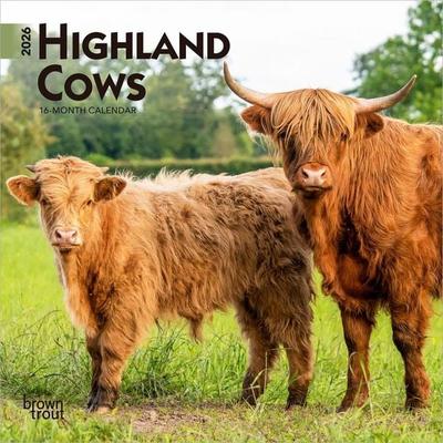 Highland Cows 2026 7 X 14 Inch (Hanging) Monthly Mini Wall Calendar