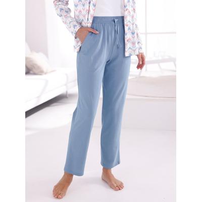 Schlafhose WÄSCHEPUR, Damen, Gr. 48/50, Normalgrößen, blau (bleu), 100% Baumwolle, unifarben, Hosen Schlafhose