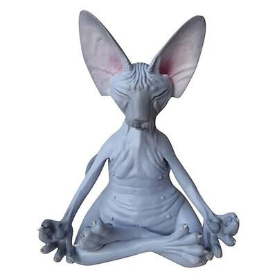 Neue Katze Figur Sphynx Meditation Statue Yoga Tier Katze meditieren Kunst Skulptur Mikro Dekoration Garten Home Office Ornament