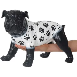 Deko Figur Bulldogge 24cm, Polyresin Skulptur Hund, In-/Outdoor, handbemalt mit Jäckchen