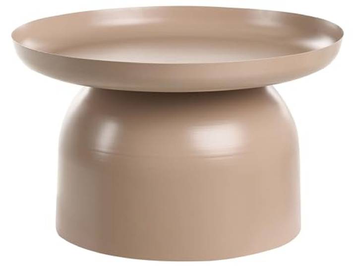 Beliani Couchtisch Metall rund beige/Taupe modernes Design Torrens