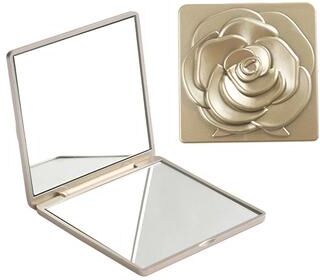 Fusion Finds Compact Makeup Mirror With 3X Magnifying Mirror Folding Pocket Travel Mirror With Rose Design & Storage Bag rose Gold