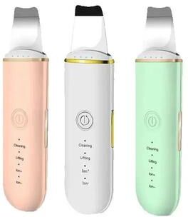 Inspired Living Ultrasonic Skin Scrubber Facial Spatula Blackhead Remover With Ion Cleansing Modes white