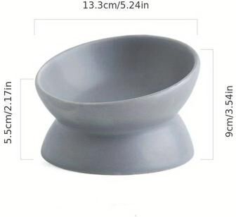 Uplift Treasures Ceramic Raised Cat Bowl Feeding Set grey