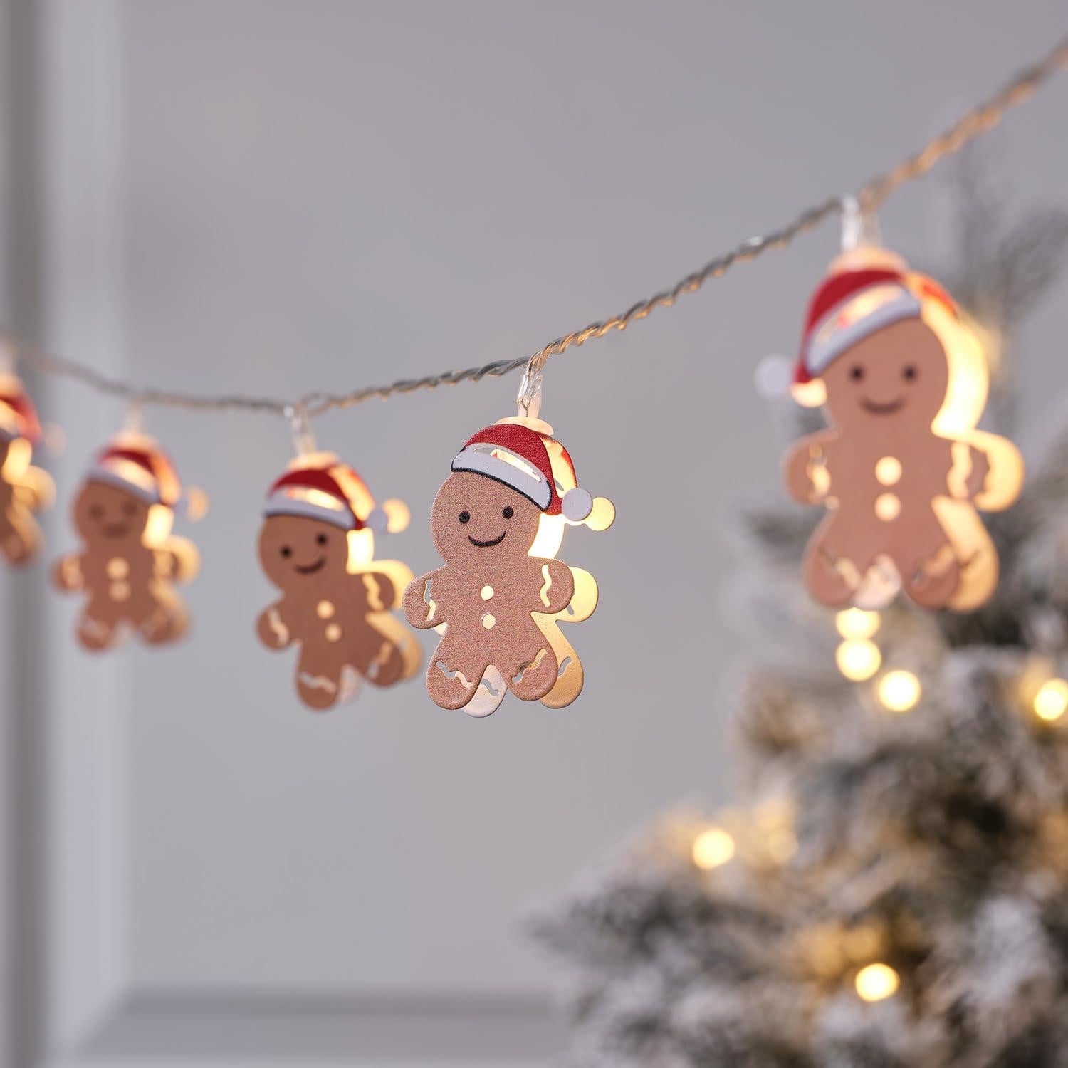 Dripio Lichtslinger met 10 warmwitte LED-koekmannetjes, 1,35 meter