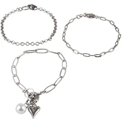 Bastelpackung 3 Armbänder oder 1 Kette, silber