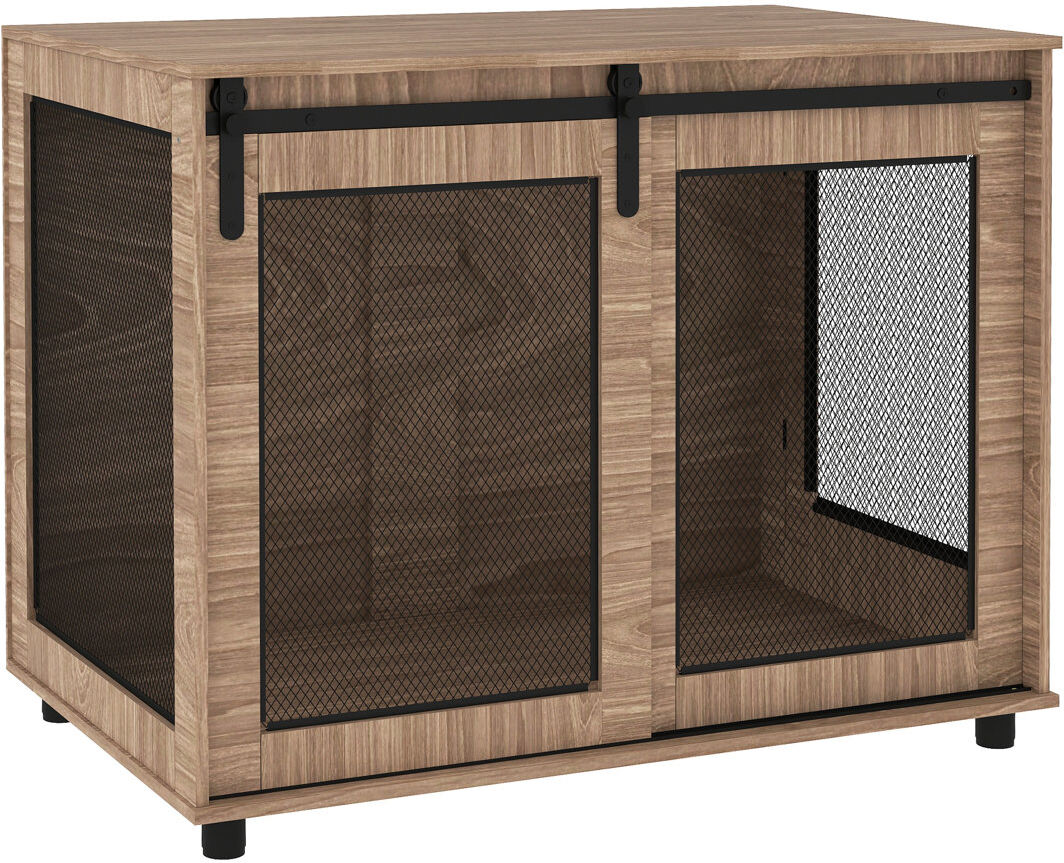 PawHut Dog Crate Furniture with Sliding Door for Dogs Brown 78cm H x 98cm W x 60cm D