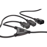 Y-Netzanschlusskabel, Y-Kabel schwarz, 1,70 Meter, 2 Kaltgeräte-Buchsen