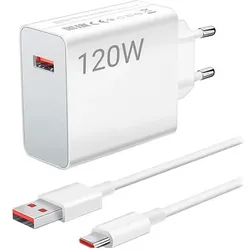 Xiaomi Charger + USB C Kabel (120 W, 1 Port), USB Ladegerät, Weiss