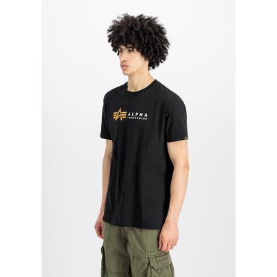 T-Shirt ALPHA INDUSTRIES "Label Print T-Shirt", Herren, Gr. L, schwarz, Obermaterial: 100% Baumwolle, Shirts T-Shirt