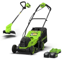 Greenworks POWERALL 48V (24V x 2) Rasenmäher 36cm + 24V Rasentrimmer 25cm Gen. II Set