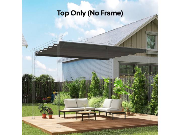Outsunny Toile Pergola Rétractable 350x260cm Gris Clair