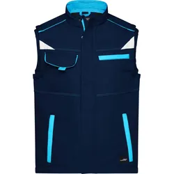 James & Nicholson Unisex Workwear Sommer Softshell Gilet Color Weste JN852 navy/turquoise XXL