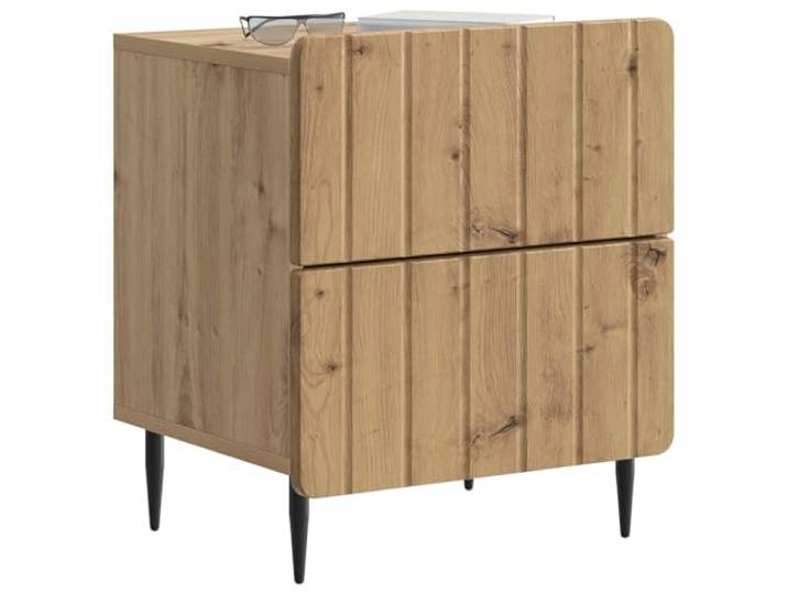 KTHLBRH Nachtschrank 2 Stück Eiche Handwerk 43 x 34,5 x 49,5 cm Technisches Holz, 4 Schubladen, Stahlbeine, pflegeleicht, für Schlafzimmer