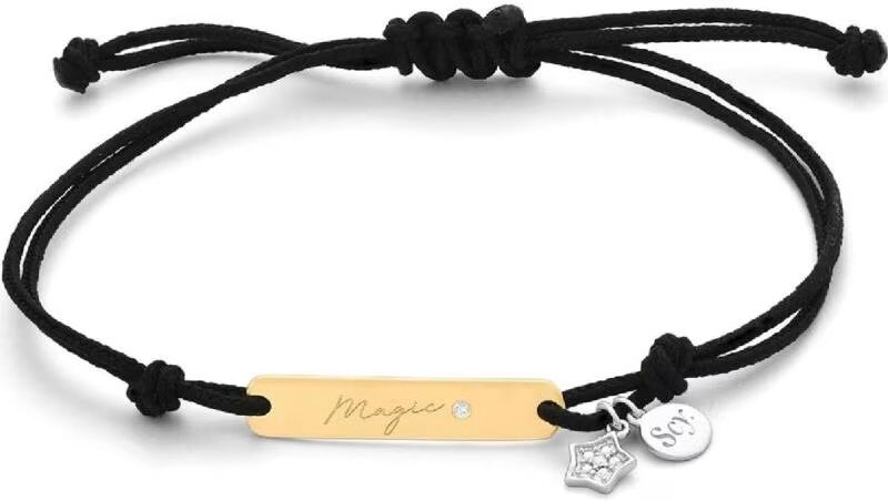 Pulsera Ajustable Secrecy B3730cdaww900 Con Barra Dorada Y Mini Charm 18cm Mujer