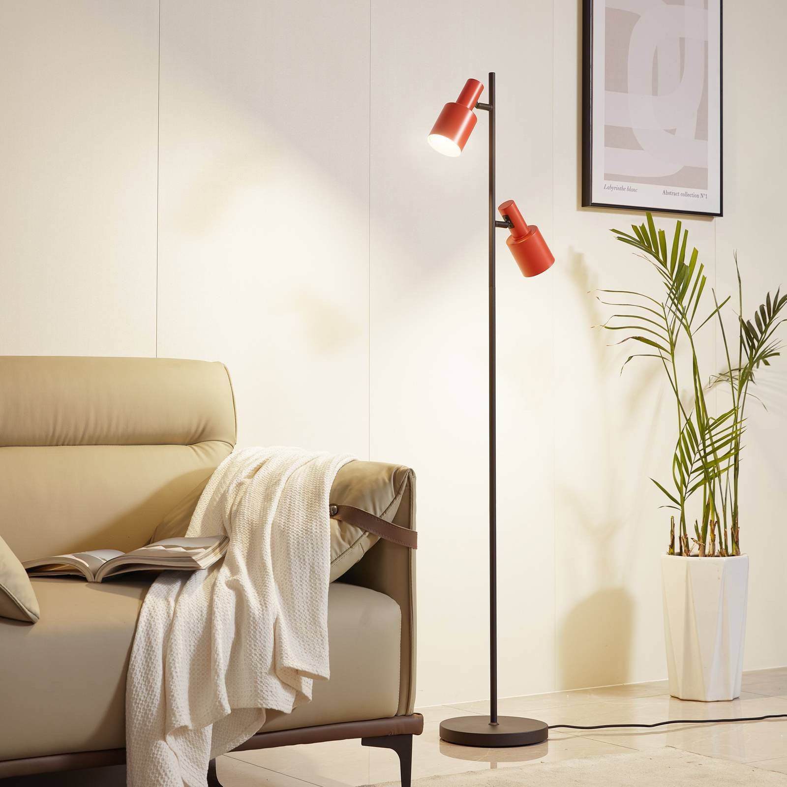 Lindby Vloerlamp Modern Zwart Metaal Verstelbaar