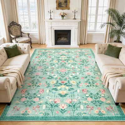 Garvee Floral Runner Rug, Washable Non Slip Foldable Rug for Hallway Kitchen