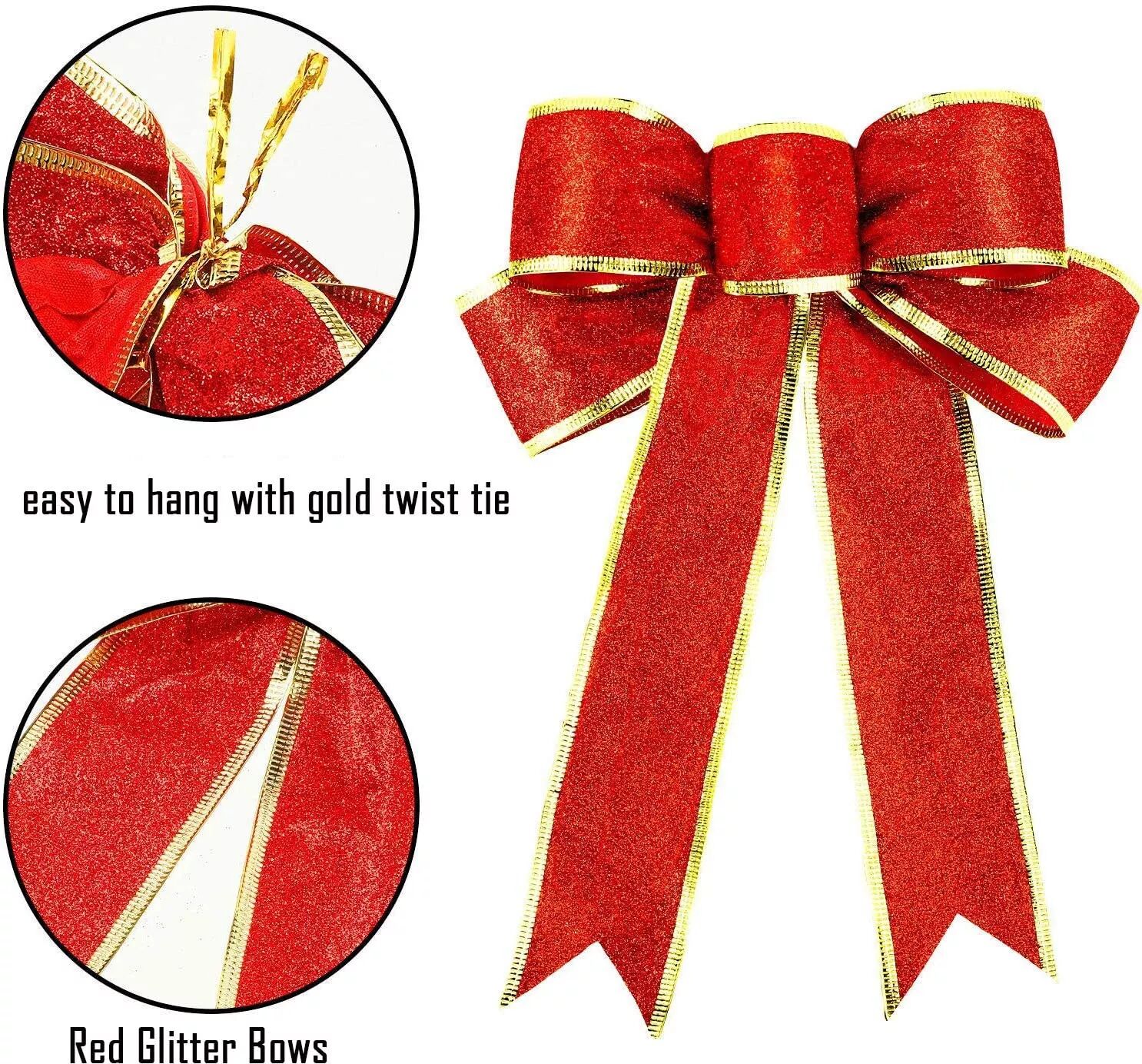 INF Noeuds de Noël Décoration de Noël rouge, paquet de 5