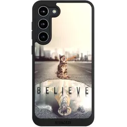 Nivocase Handyhülle für Samsung Galaxy S23+ Hülle NIVOpure Case Schwarz Motivation Tiere Tiger (Samsung Galaxy S23+), Smartphone Hülle, Schwarz