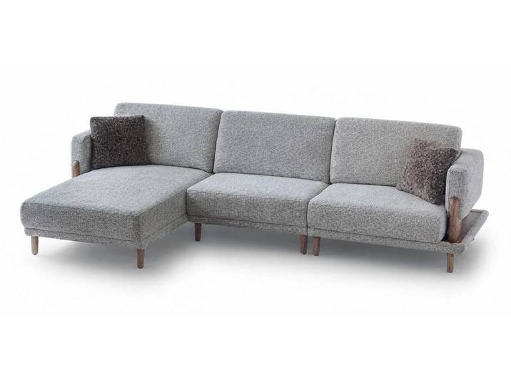 Xlmoebel Ecksofa Graues Ecksofa L-Form Holzgestell Modern Wohnzimmer Design, 2 Teile, Kissen mit Reißverschluss, Mit Kissen, Ottomane Links, Ottomane Rechts