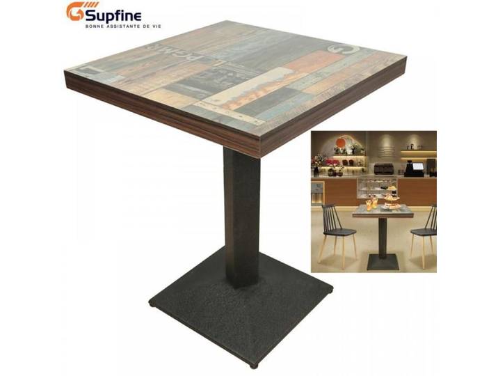 SUPFINE Scandinave - Table de Salle à Manger Carrée - Convient pour 2 Personnes - Motif de Sol Vintage - 60 X 60 X 75cm