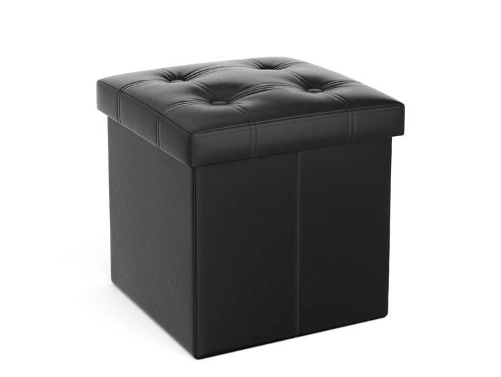 Sitzwürfel Leder BEN 38 x 38 cm schwarz