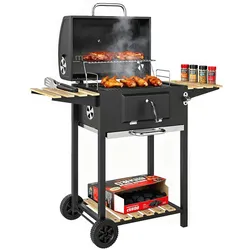 Outsunny-Holzkohlegrill-112L x 58B x 107H cm-Schwarz