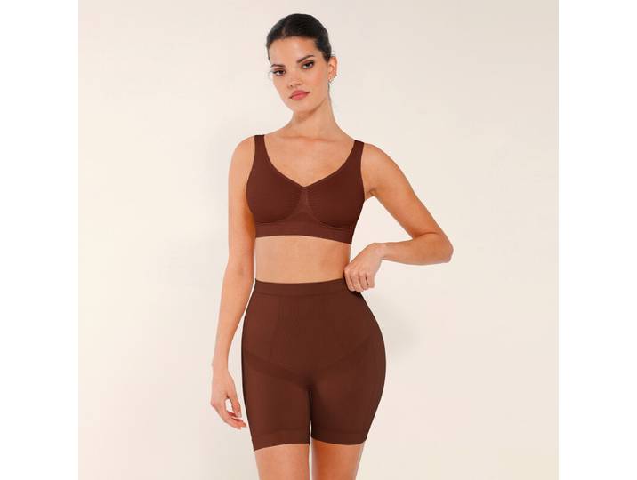 Feelingirl Culottes gainantes taille moyenne, contrôle du ventre, sans coutures, confort, XS/S, marron