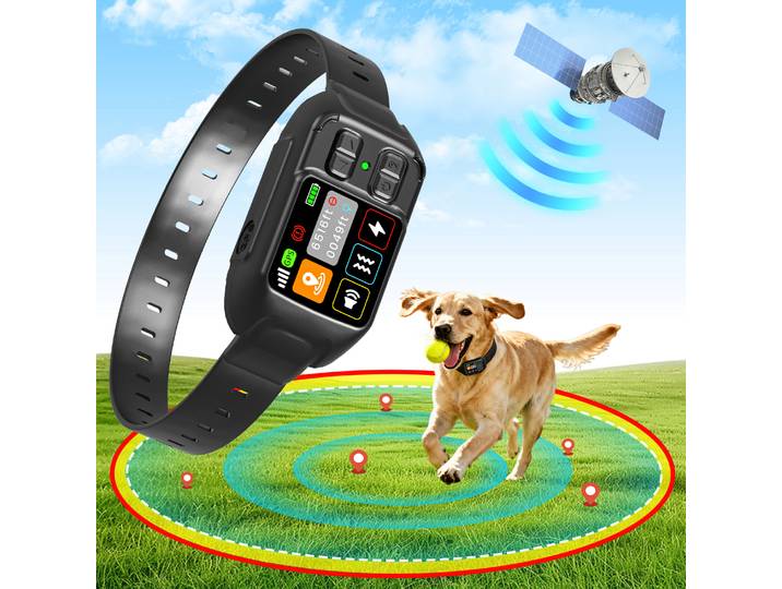 Système de clôture sans fil pour chien avec GPS - Clôture électrique pour chien avec technologie satellite GPS, régions personnalisables de 15 à 2000 m