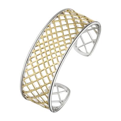 Armspange JOBO, gold (goldfarben), Armbänder, Damen, Silber 925 (Sterlingsilber), Armspange, 925 Silber bicolor vergoldet