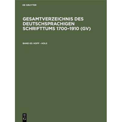 Hoff - Hols, Gebundene Ausgabe von , De Gruyter Saur, 978-3-11-108498-5