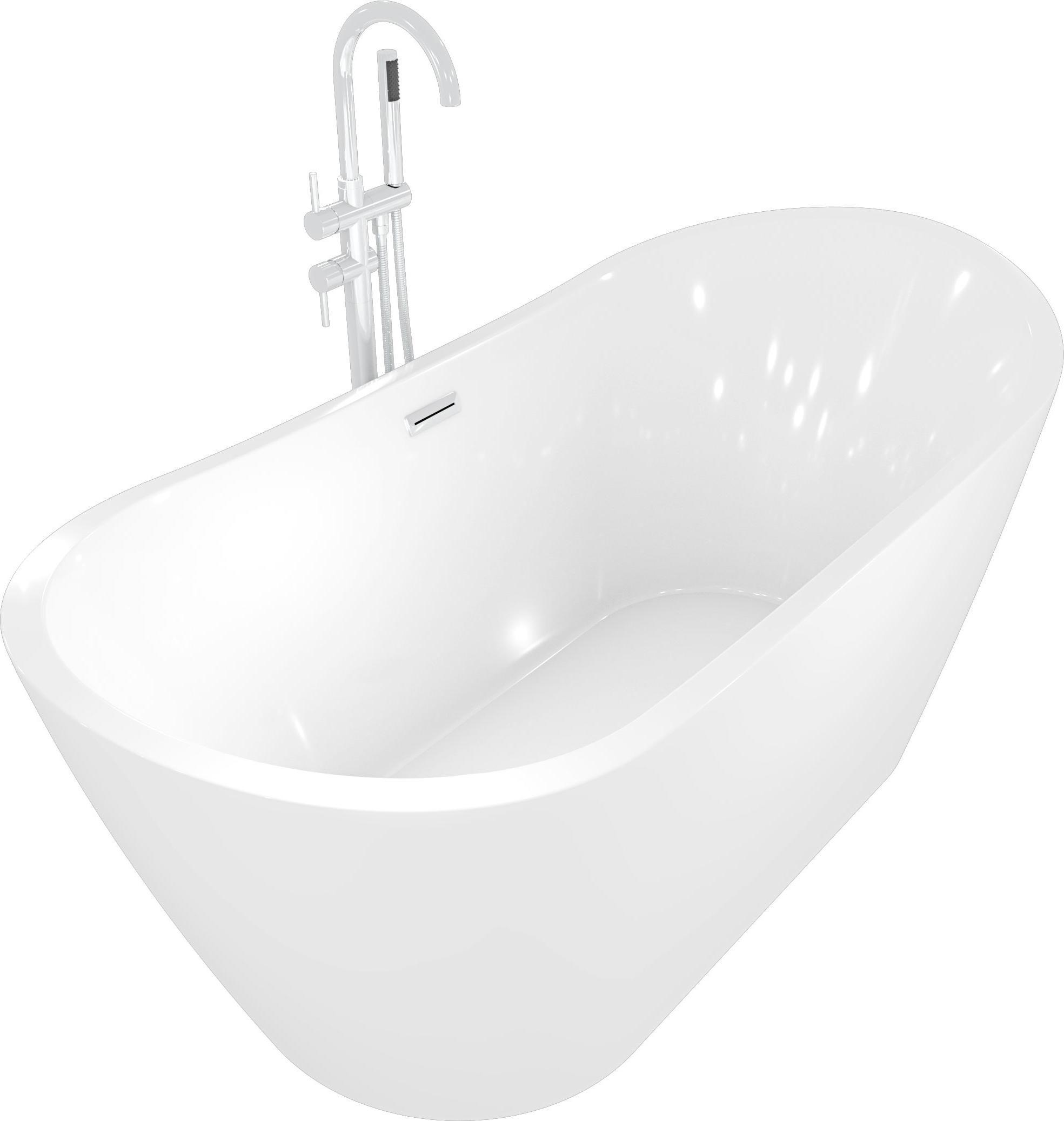 freistehende Badewanne Wanne Acryl F03 180x89 cm mit Armatur AF04