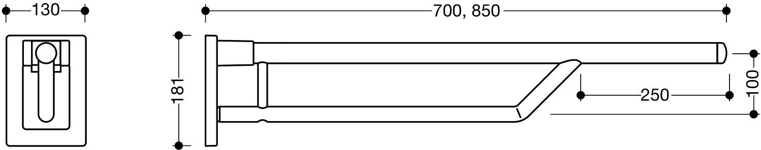 HEWI System 800K Mobiler Stützklappgriff Duo