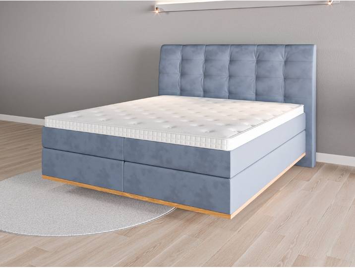 Boxspringbett 180x200 Nr. 1 - Blau (Jeansblau) - Vintage Velours